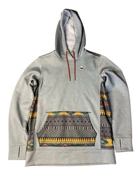 Burton Oak Pullover Technical Fleece Hoodie - Grey/Aztec - Small